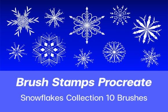 10 Snowflakes Brush Stamps Set: Winter Design Essentials