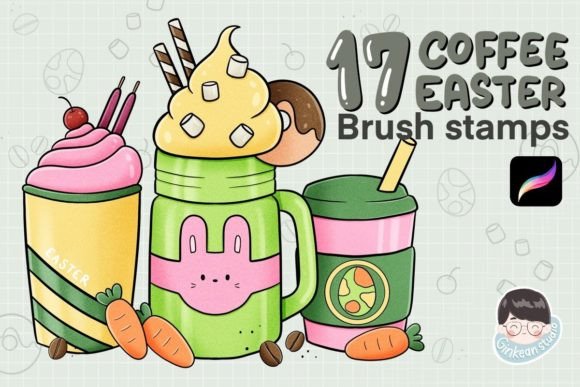 17 Coffee Easter Procreate Stamps: Cozy Digital Artistry