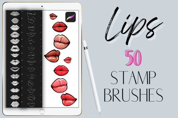 50 Procreate Lips Stamps Brushes: Instant Graphic Impact