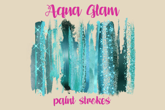 Aqua Glam Brush Strokes: Elevate Your Digital and Print Projects