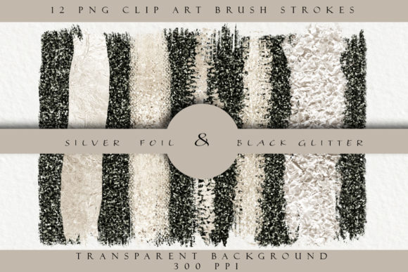 Elevate Designs with Silver Foil & Black Glitter Brush Strokes