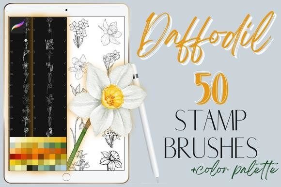 Hand-Drawn Daffodil Brushes for Procreate: A Floral Design Toolkit