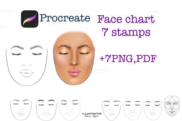 Procreate Face Charts Stamps: Streamline Beauty Design