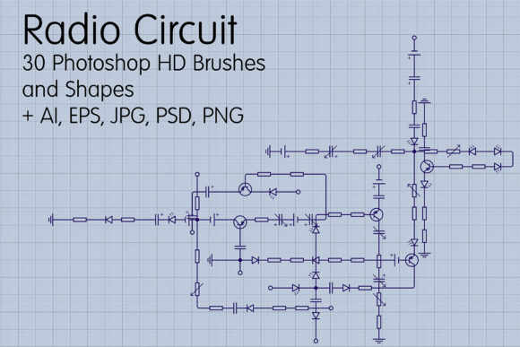 Radio Circuit - 30 Photoshop HD Brushes for Electronic Design