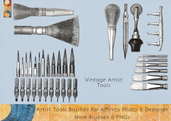 Timeless Artistry: Vintage Artist Tools Brushes & PNGs