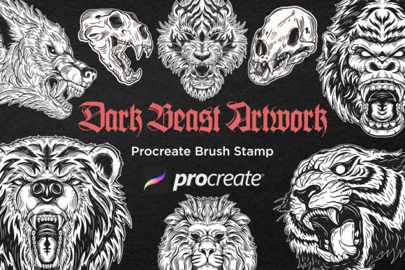 Unleash Your Creative Edge with 30 Skull Beast Animal Procreate Brushes