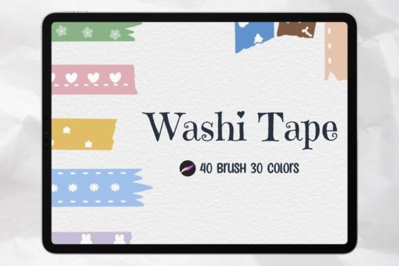Washi Tape Procreate Digital Stamps: Instant Planner Charm